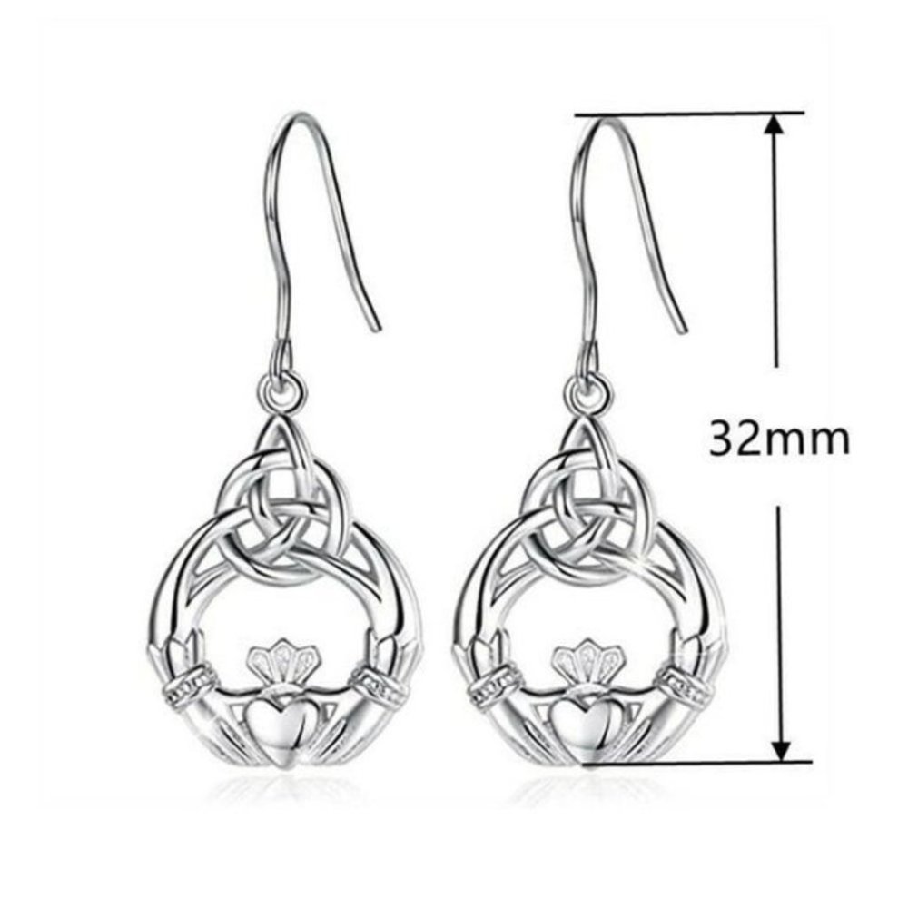New 925 Silver Filled Small Claddagh Drop Earrings - Picture 4 of 4